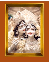 Golden Photo Frame - 10x14 Inches | Elegant Wooden Frame For Home, Office & Temple Decoration | Spiritual Wall & Table Decor and Gift Item