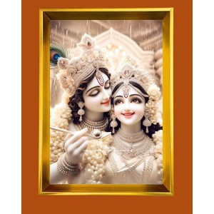 Golden Photo Frame - 10x14 Inches | Elegant Wooden Frame For Home, Office & Temple Decoration | Spiritual Wall & Table Decor and Gift Item