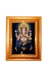 Lord Ganesh Golden Designer Photo Frame | 10x14 Inch Religious Wall Hanging Frame For Home & Office Decoration | Hindu Deity Lord Ganesh Spiritual Gift Item
