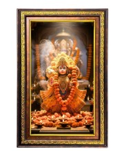 Lord Hanuman Digital Golden Balck Color Photo Frame | Hindu Religious Wall Decor | 10x16 Inches - Inspirational Wall Art For Office, Home Decor - Ideal Spiritual Gift (F16564)