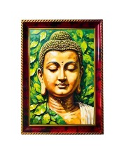 Lord Buddha Photo Frame For Wall & Table | 7x9 Inch Golden Cherry Finish | Decorative Lord Buddha Photo Frame For Home, Office & Pooja Room (F11388)