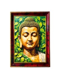 Lord Buddha Photo Frame For Wall & Table | 7x9 Inch Golden Cherry Finish | Decorative Lord Buddha Photo Frame For Home, Office & Pooja Room (F11388)