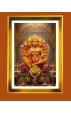 Panchamukhi Hanuman Golden Photo Frame - 10x14 Inches | Elegant Wooden Frame For Home, Office & Temple Decoration | Spiritual Wall & Table Decor and Gift Item