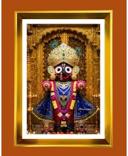 Jai Jagannath Golden Photo Frame - 10x14 Inches | Elegant Wooden Frame For Home, Office & Temple Decoration | Spiritual Wall & Table Decor and Gift Item