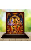 Car Desk/Table Top Lord Vishnu Laxmi Wooden Photo Stand â€“ 3x4 Inches, Compact & Stylish Spiritual Display For Car, Home & Office (Pack Of 1) (F15109)