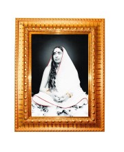 Sri Sarada Devi Golden Designer Photo Frame | 10x14 Inch Religious Wall Hanging Frame For Home & Office Decoration | Hindu Deity Spiritual Gift Item