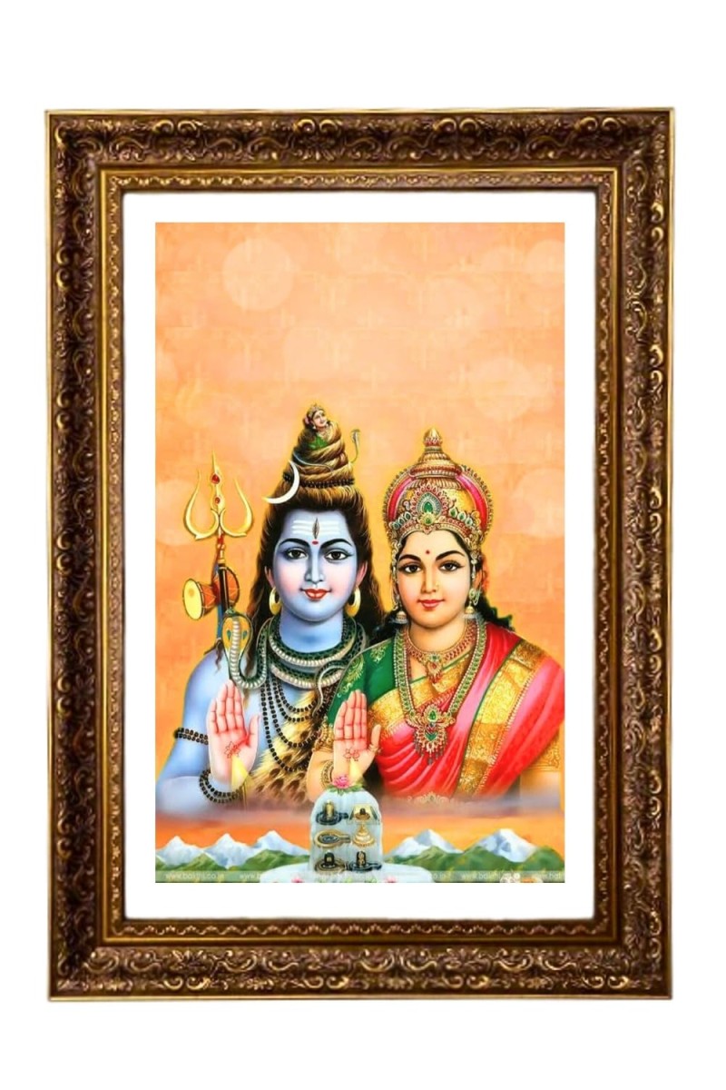 Lord Mahadev & Parvati Big Photo Frame - 20x28 Inches For Home,Temple & Office Decoration (F11288)