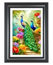 Peacock Photo Wall & Table Frame | 10x14 Inch Black Designer | Perfect For Gifting & Home Decor (F9579)