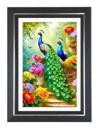 Peacock Photo Wall & Table Frame | 10x14 Inch Black Designer | Perfect For Gifting & Home Decor (F9579)