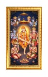Shirdi Sai Baba Digital Golden Color Photo Frame | Hindu Religious Wall Decor | 10x17 Inches - Inspirational Wall Art For Office, Home Decor - Ideal Spiritual Gift (F10200)