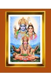 Ram, Sita & Hanuman Golden Photo Frame - 16x20 Inches | Elegant Wooden Frame For Home, Office & Temple Decoration | Spiritual Wall & Table Decor And Gift Item (F9894)