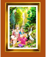 Golden Photo Frame - 10x14 Inches | Elegant Wooden Frame For Home, Office & Temple Decoration | Spiritual Wall & Table Decor and Gift Item