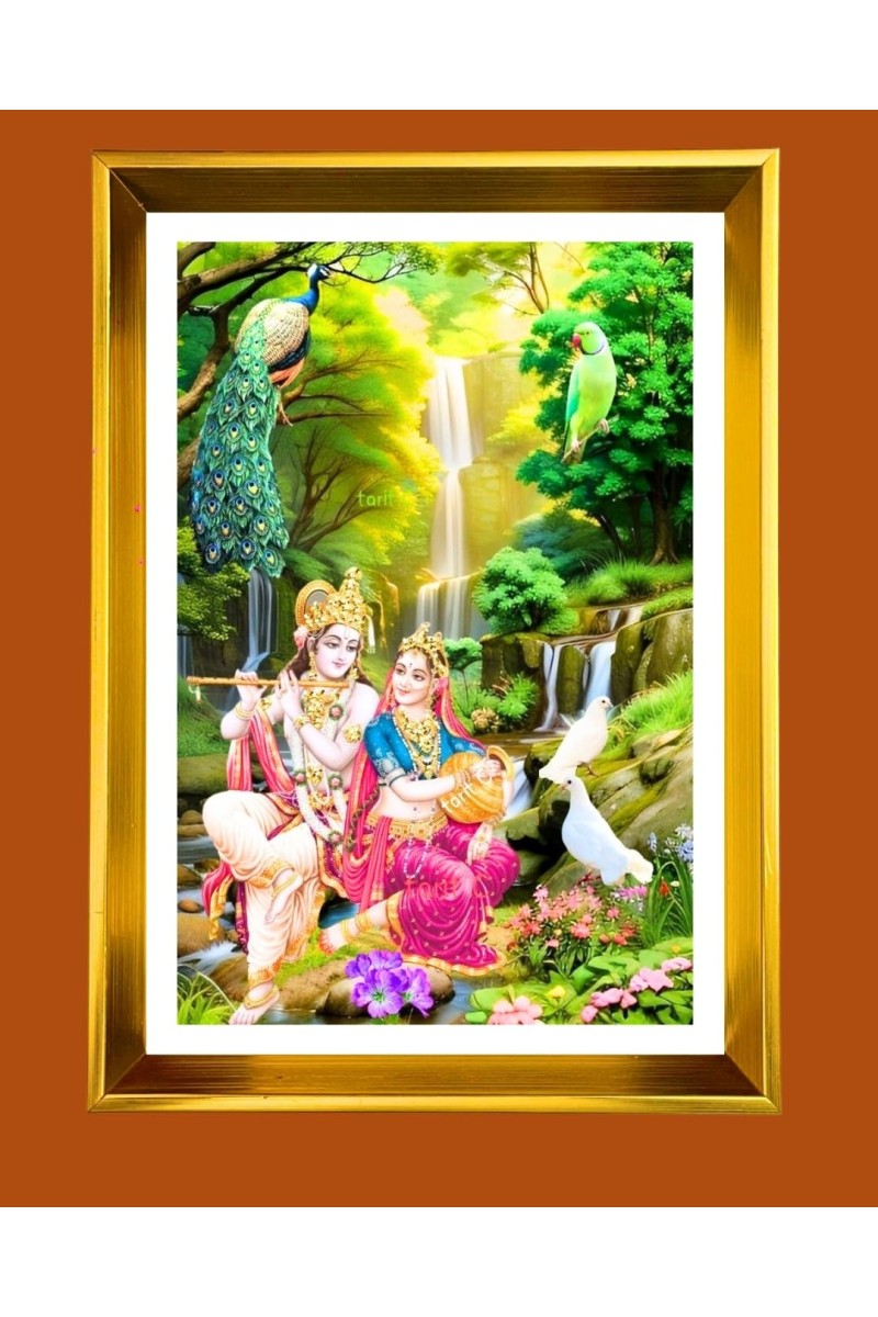 Golden Photo Frame - 10x14 Inches | Elegant Wooden Frame For Home, Office & Temple Decoration | Spiritual Wall & Table Decor and Gift Item