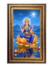 Goddess Lakshmi Digital Golden Balck Color Photo Frame | Hindu Religious Wall Decor | 10x16 Inches - Inspirational Wall Art For Office, Home Decor - Ideal Spiritual Gift (F16590)