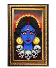 Maa Kali Digital Golden Balck Color Photo Frame | Hindu Religious Wall Decor | 10x16 Inches - Inspirational Wall Art For Office, Home Decor - Ideal Spiritual Gift (F16710)