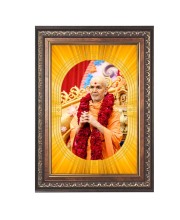 Chakradhaar Swami Spiritual Guru Digital Photo In Designer Frame, Size 8x12 Inch | Hindu Religious Picture For Home Temple, Office & Gift | Wall Art & Pooja Decor (F10469)