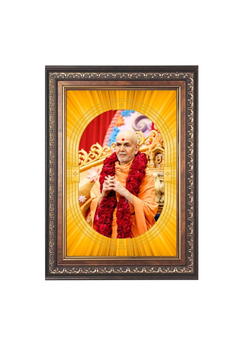 Chakradhaar Swami Spiritual Guru Digital Photo In Designer Frame, Size 8x12 Inch | Hindu Religious Picture For Home Temple, Office & Gift | Wall Art & Pooja Decor (F10469)