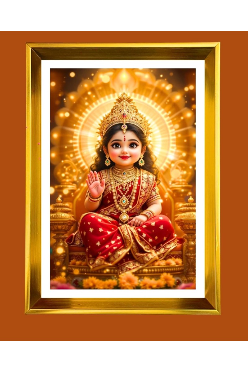 Golden Photo Frame - 10x14 Inches | Elegant Wooden Frame For Home, Office & Temple Decoration | Spiritual Wall & Table Decor and Gift Item