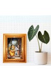Krishna Leela Golden Designer Photo Frame | 10x14 Inch Religious Wall Hanging Frame For Home & Office Decoration | Hindu Deity Krishna Leela Spiritual Gift Item