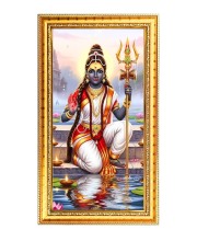 Lord Shiva Digital Golden Color Photo Frame | Hindu Religious Wall Decor | 10x17 Inches - Inspirational Wall Art For Office, Home Decor - Ideal Spiritual Gift (F10362)