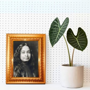 Paramahansa Yogananda Golden Designer Photo Frame | 12x16 Inch Religious Wall Hanging Frame For Home & Office Decoration | Hindu Deity Spiritual Gift Item