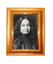 Paramahansa Yogananda Golden Designer Photo Frame | 10x14 Inch Religious Wall Hanging Frame For Home & Office Decoration | Hindu Deity Paramahansa Yogananda Spiritual Gift Item