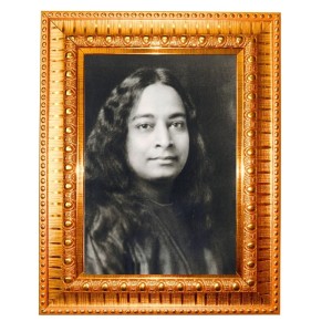 Paramahansa Yogananda Golden Designer Photo Frame | 12x16 Inch Religious Wall Hanging Frame For Home & Office Decoration | Hindu Deity Spiritual Gift Item