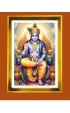 Lord Vishnu Golden Photo Frame - 16x20 Inches | Elegant Wooden Frame For Home, Office & Temple Decoration | Spiritual Wall & Table Decor And Gift Item (F9888)