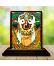 Car Desk/Table Top Lord Jagannath Wooden Photo Stand 3x4 Inches, Compact & Stylish Spiritual Display For Car, Home & Office (Pack Of 1) (F14447)