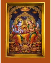 Golden Photo Frame - 10x14 Inches | Elegant Wooden Frame For Home, Office & Temple Decoration | Spiritual Wall & Table Decor and Gift Item