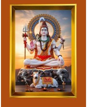 Golden Photo Frame - 10x14 Inches | Elegant Wooden Frame For Home, Office & Temple Decoration | Spiritual Wall & Table Decor and Gift Item