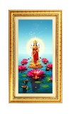 Mata Laxmi Digital Golden Color Photo Frame | Hindu Religious Wall Decor | 8x15 Inches - Inspirational Wall Art For Office, Home Decor - Ideal Spiritual Gift (F10383)