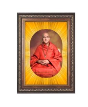 Swami Avdheshanand Giri Spiritual Guru Digital Photo In Designer Frame, Size 10x16 Inch | Hindu Religious Picture For Home Temple, Office & Gift | Wall Art & Pooja Decor (F10471)