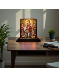 Car Desk/Table Top Maa Durga Wooden Photo Stand 3x4 Inches, Compact & Stylish Spiritual Display For Car, Home & Office (Pack Of 1) (F15060)