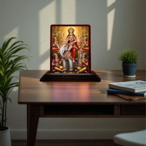 Car Desk/Table Top Maa Durga Wooden Photo Stand 3x4 Inches, Compact & Stylish Spiritual Display For Car, Home & Office (Pack Of 1) (F15060) Car Desk/Table Top Maa Durga Wooden Photo Stand 3x4 Inches, Compact & Stylish Spiritual Display For Car, Home & Office (Pack Of 1) (F15060)