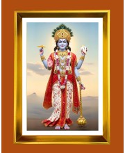 Lord Vishnu Golden Photo Frame - 16x20 Inches | Elegant Wooden Frame For Home, Office & Temple Decoration | Spiritual Wall & Table Decor And Gift Item (F9679)