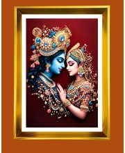Golden Photo Frame - 10x14 Inches | Elegant Wooden Frame For Home, Office & Temple Decoration | Spiritual Wall & Table Decor and Gift Item