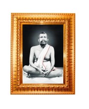 Sri Ramkrishna Golden Designer Photo Frame | 10x14 Inch Religious Wall Hanging Frame For Home & Office Decoration | Hindu Deity Spiritual Gift Item