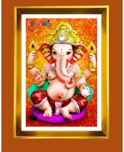 Golden Photo Frame - 10x14 Inches | Elegant Wooden Frame For Home, Office & Temple Decoration | Spiritual Wall & Table Decor and Gift Item