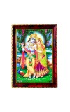 Lord Krishna And Radha Photo Frame For Wall & Table | 7x9 Inch Golden Cherry Finish | Decorative Lord Krishna And Radha Photo Frame For Home, Office & Pooja Room (F11789)