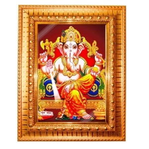 Radha And Krishna Golden Designer Photo Frame | 10x14 Inch Religious Wall Hanging Frame For Home, Office Decoration and Spiritual Gift Item (M1)