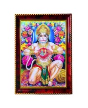 Lord Hanuman Showing Sita Ram Sitting In His Heart Photo Frame For Wall & Table | 7x9 Inch Golden Cherry Finish | Decorative Lord Hanuman Showing Sita Ram Sitting In His Heart Photo Frame For Home, Of