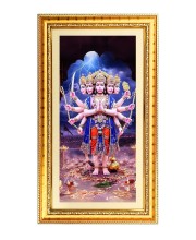 Lord Panchamukhi Hanuman Digital Golden Color Photo Frame | Hindu Religious Wall Decor | 10x17 Inches - Inspirational Wall Art For Office, Home Decor - Ideal Spiritual Gift (F10382)