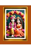 Golden Photo Frame - 10x14 Inches | Elegant Wooden Frame For Home, Office & Temple Decoration | Spiritual Wall & Table Decor and Gift Item