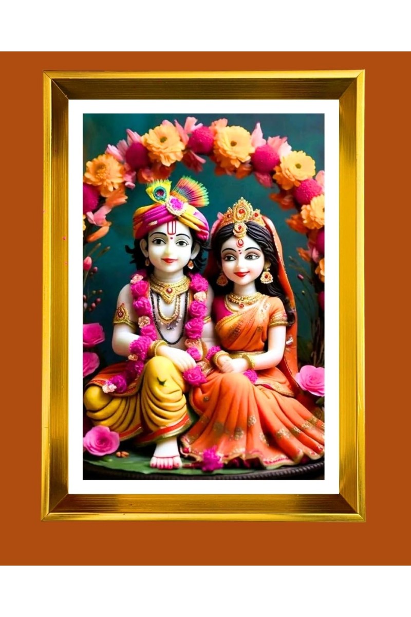 Golden Photo Frame - 10x14 Inches | Elegant Wooden Frame For Home, Office & Temple Decoration | Spiritual Wall & Table Decor and Gift Item