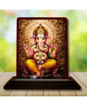 Car Desk/Table Top Lord Ganesha Wooden Photo Stand â€“ 3x4 Inches, Compact & Stylish Spiritual Display For Car, Home & Office (Pack Of 1) (F15076)