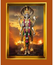 Lord Vishnu Golden Photo Frame - 14x18 Inches | Elegant Wooden Frame For Home, Office & Temple Decoration | Spiritual Wall & Table Decor And Gift Item (F9788)