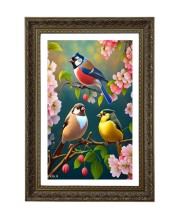 European Robin Big Photo Frame - 20x28 Inches For Home,Temple & Office Decoration (F10698)