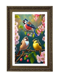European Robin Big Photo Frame - 20x28 Inches For Home,Temple & Office Decoration (F10698)