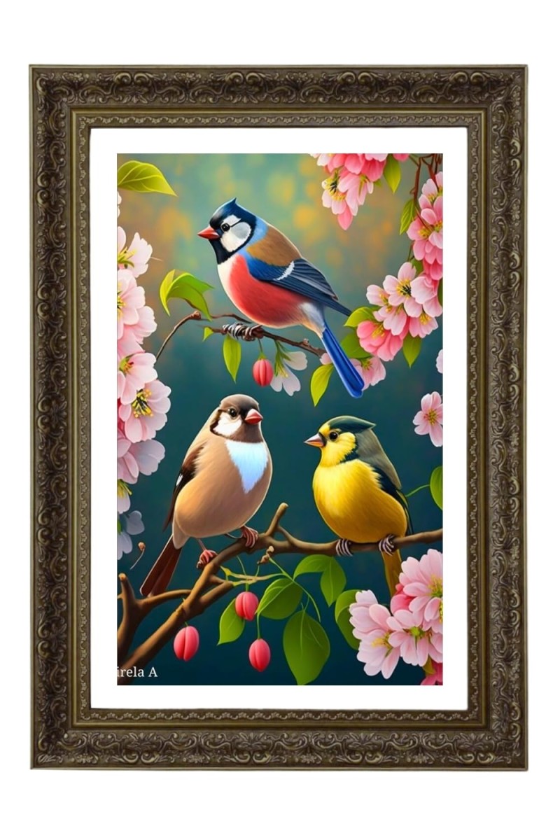 European Robin Big Photo Frame - 20x28 Inches For Home,Temple & Office Decoration (F10698)